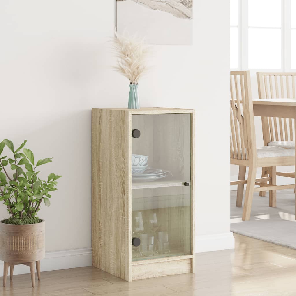 Armoire latérale avec portes en verre chêne sonoma 35x37x75,5cm - XIOS
