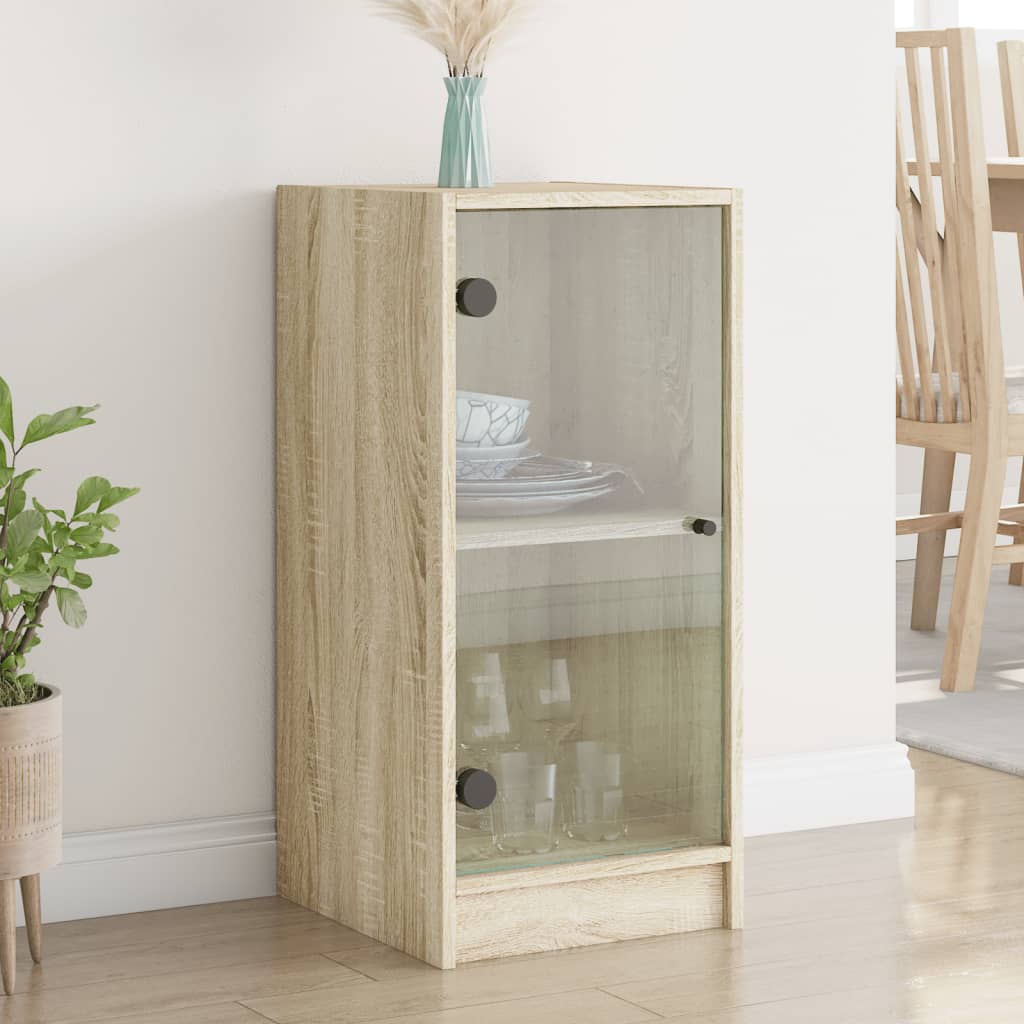 Armoire latérale avec portes en verre chêne sonoma 35x37x75,5cm - XIOS