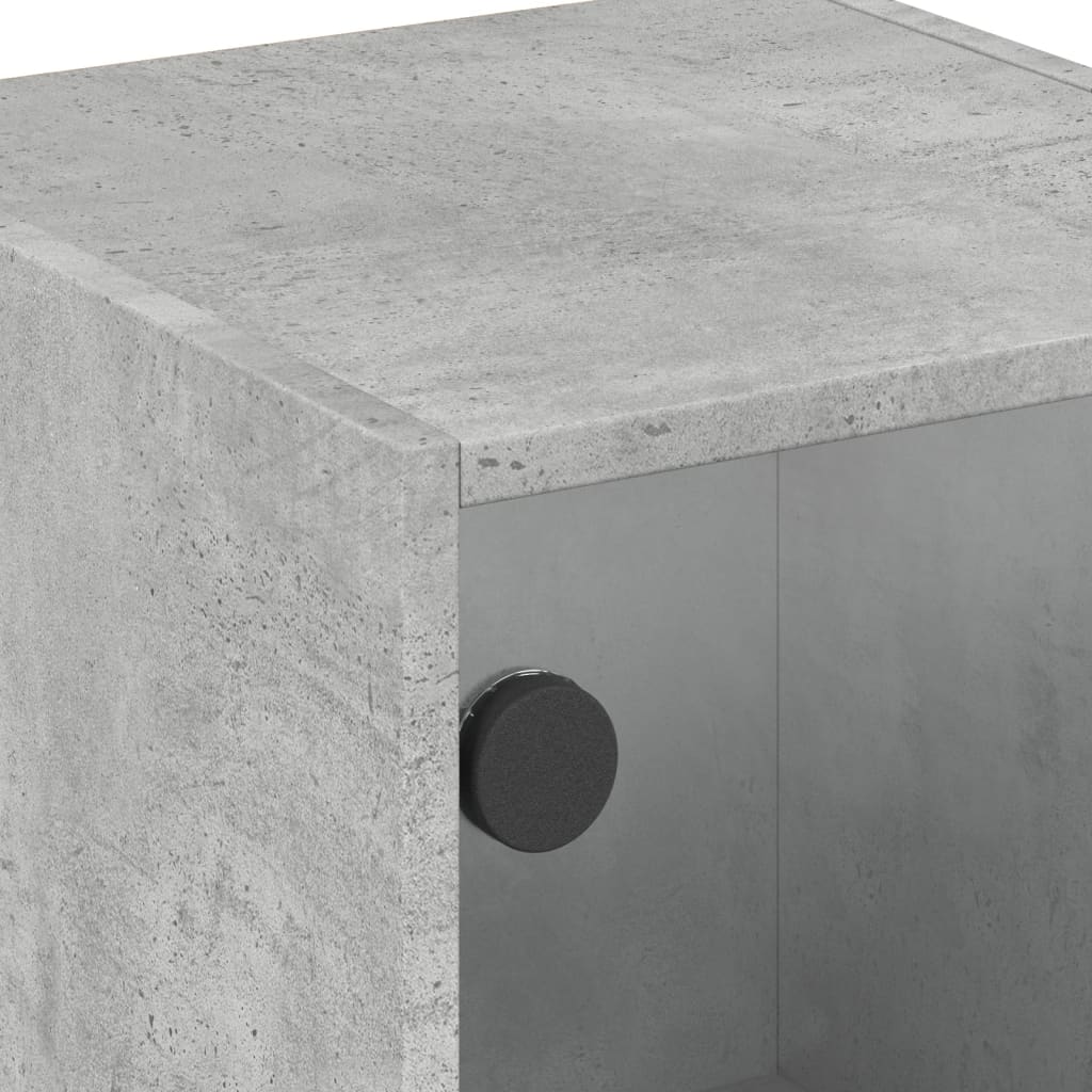 Armoire latérale avec portes en verre gris béton 35x37x75,5 cm - XIOS