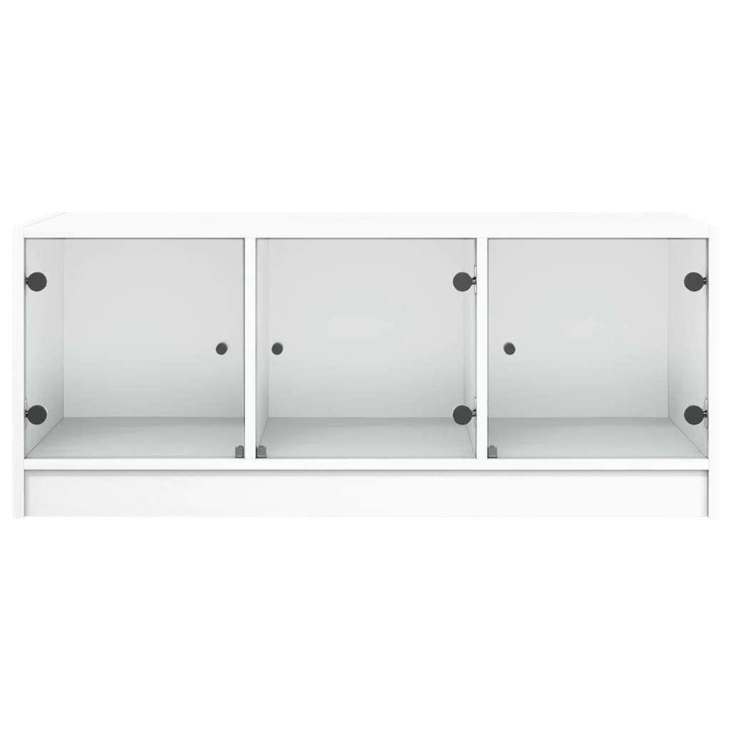 Table basse avec portes en verre blanc 102x50x42 cm - XIOS