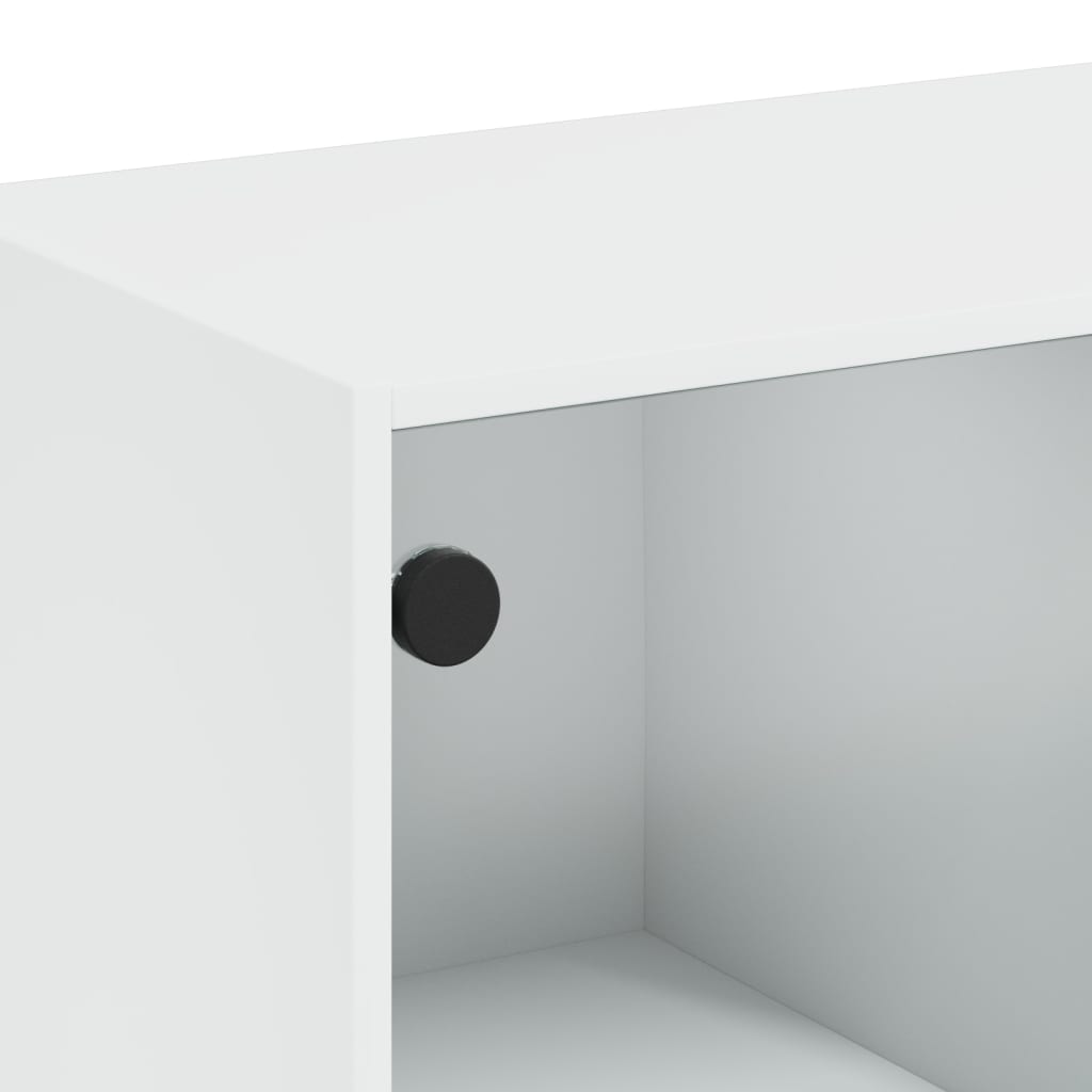 Table basse avec portes en verre blanc 102x50x42 cm - XIOS