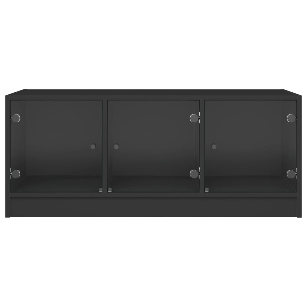 Table basse avec portes en verre noir 102x50x42 cm - XIOS