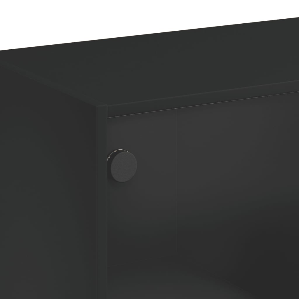 Table basse avec portes en verre noir 102x50x42 cm - XIOS