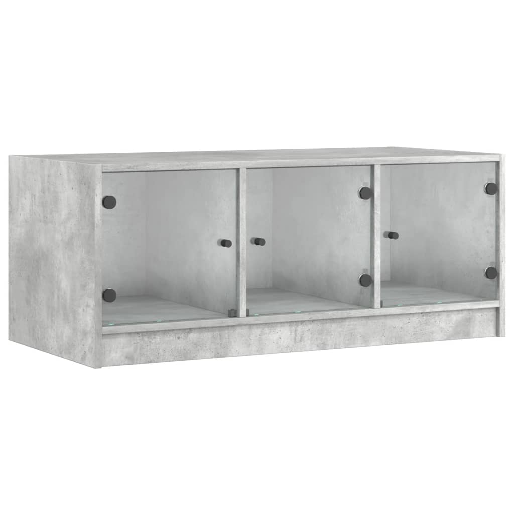Table basse avec portes en verre gris béton 102x50x42 cm - XIOS