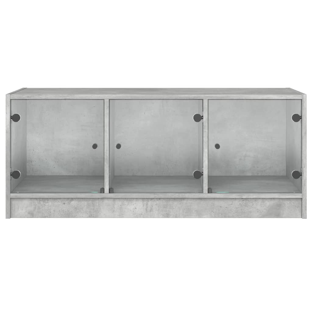 Table basse avec portes en verre gris béton 102x50x42 cm - XIOS