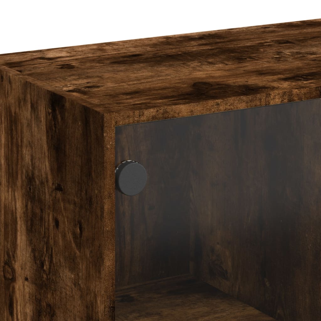Table basse avec portes en verre chêne fumé 102x50x42 cm - XIOS