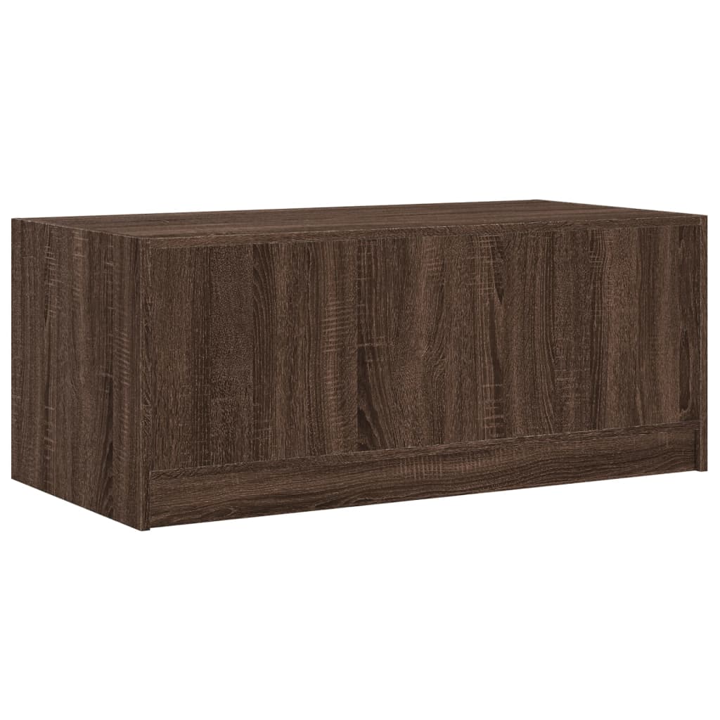 Table basse avec portes en verre chêne marron 102x50x42 cm - XIOS