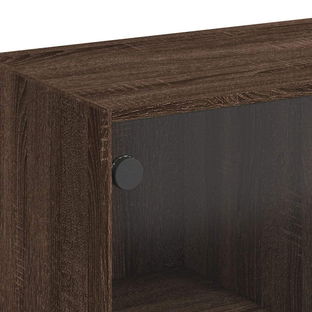 Armoire latérale avec portes en verre chêne marron 68x37x75,5cm