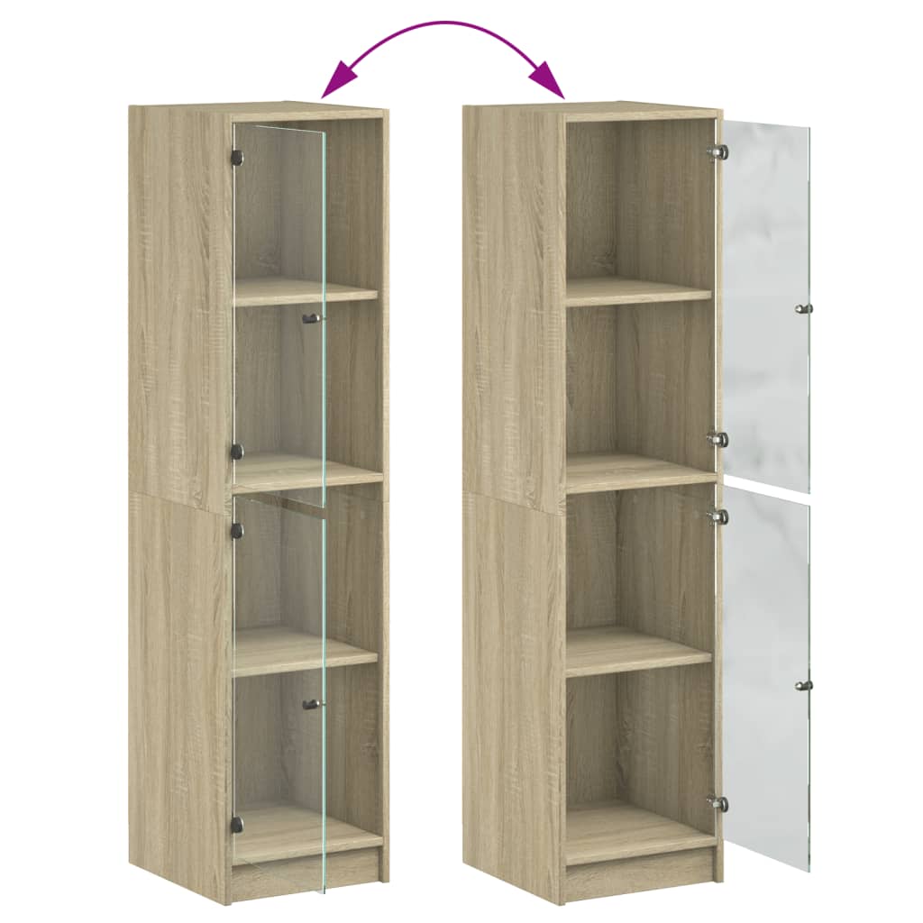 Buffet avec portes en verre chêne sonoma 35x37x142 cm - XIOS
