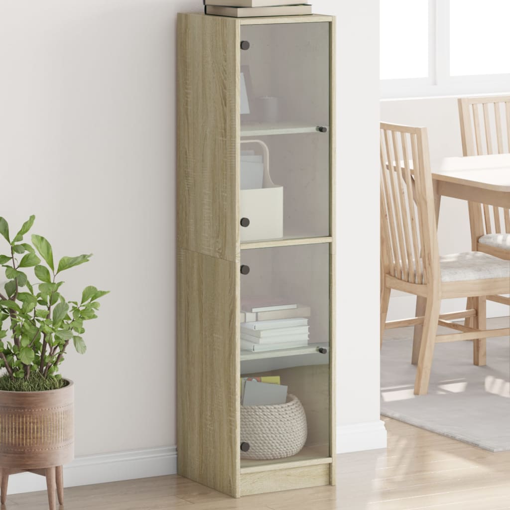 Buffet avec portes en verre chêne sonoma 35x37x142 cm - XIOS