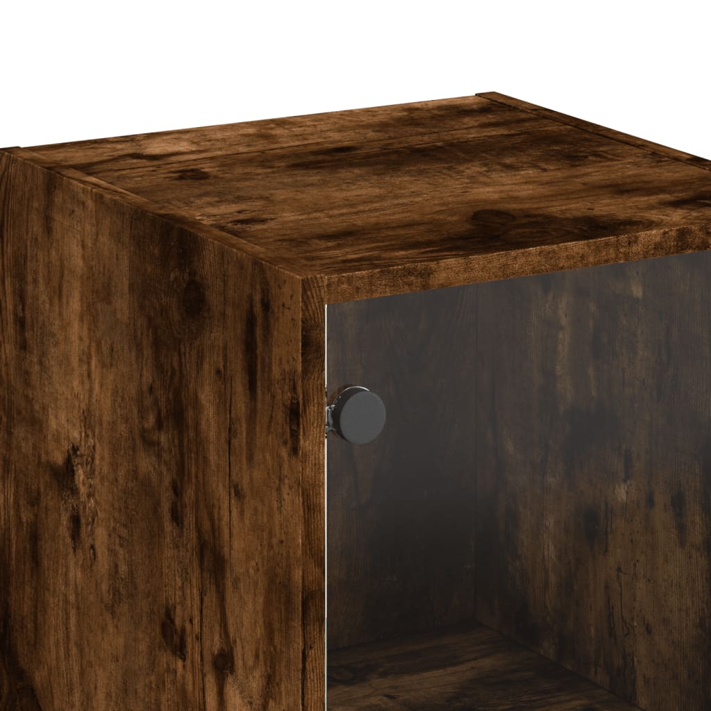 Buffet avec portes en verre chêne fumé 35x37x142 cm - XIOS