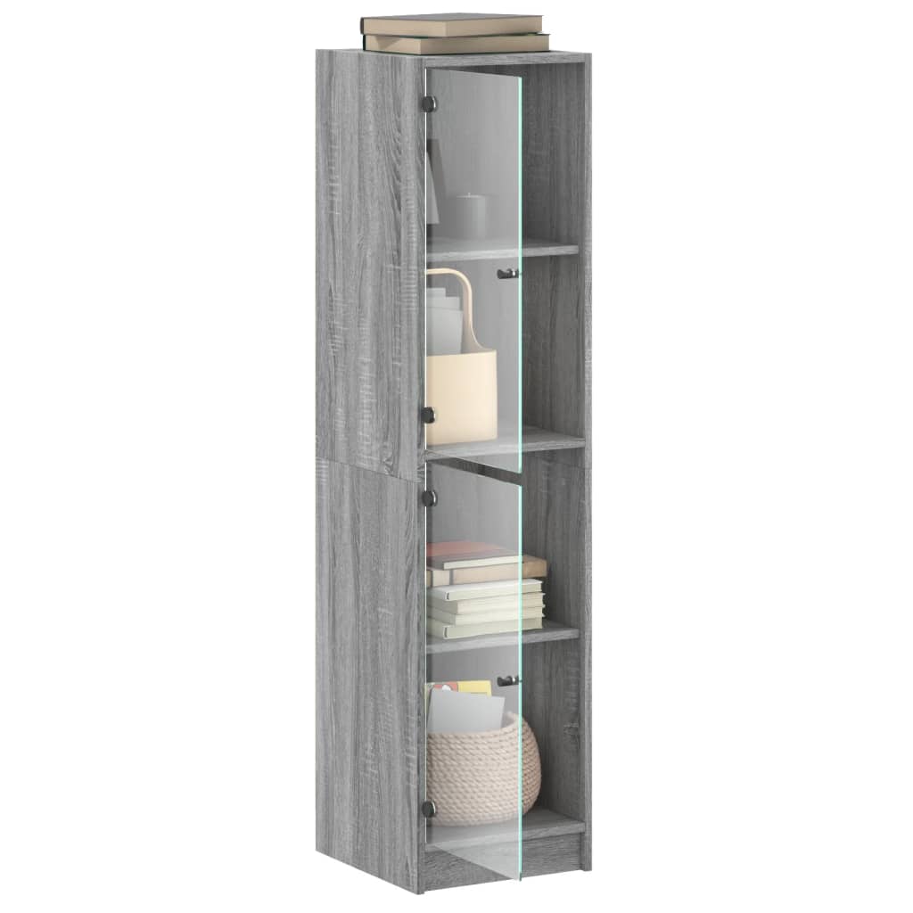Buffet avec portes en verre sonoma gris 35x37x142 cm - XIOS