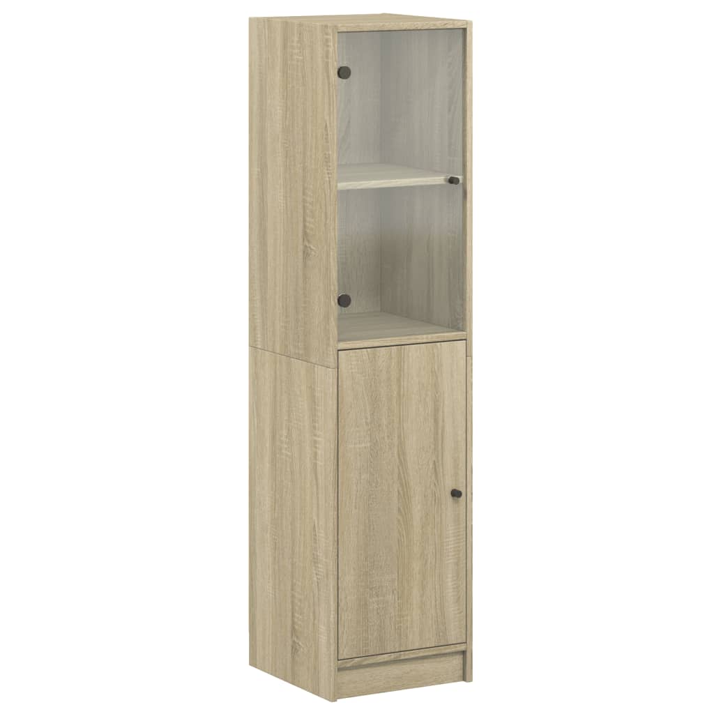 Buffet avec porte en verre chêne sonoma 35x37x142 cm - XIOS