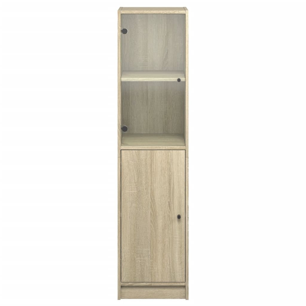 Buffet avec porte en verre chêne sonoma 35x37x142 cm - XIOS