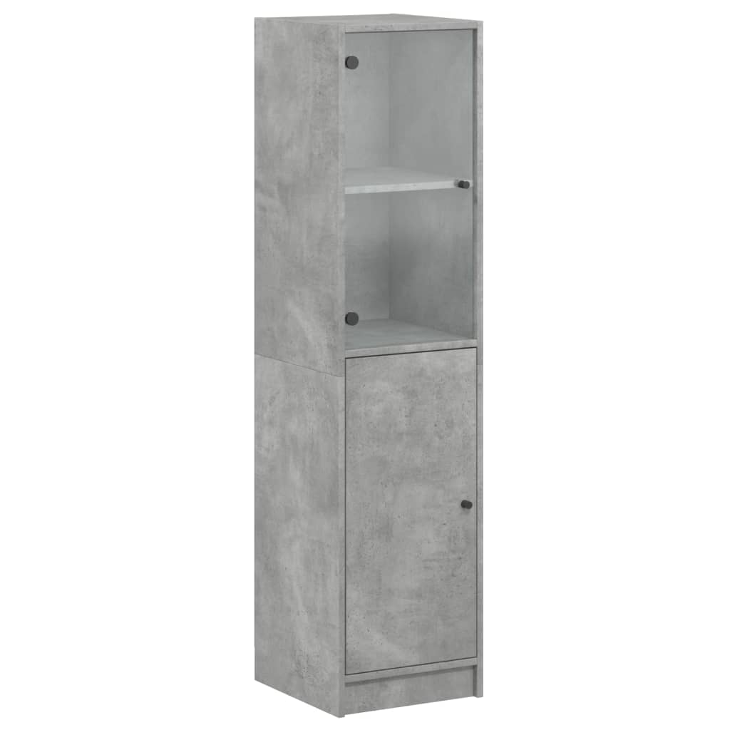 Buffet avec porte en verre gris béton 35x37x142 cm - XIOS