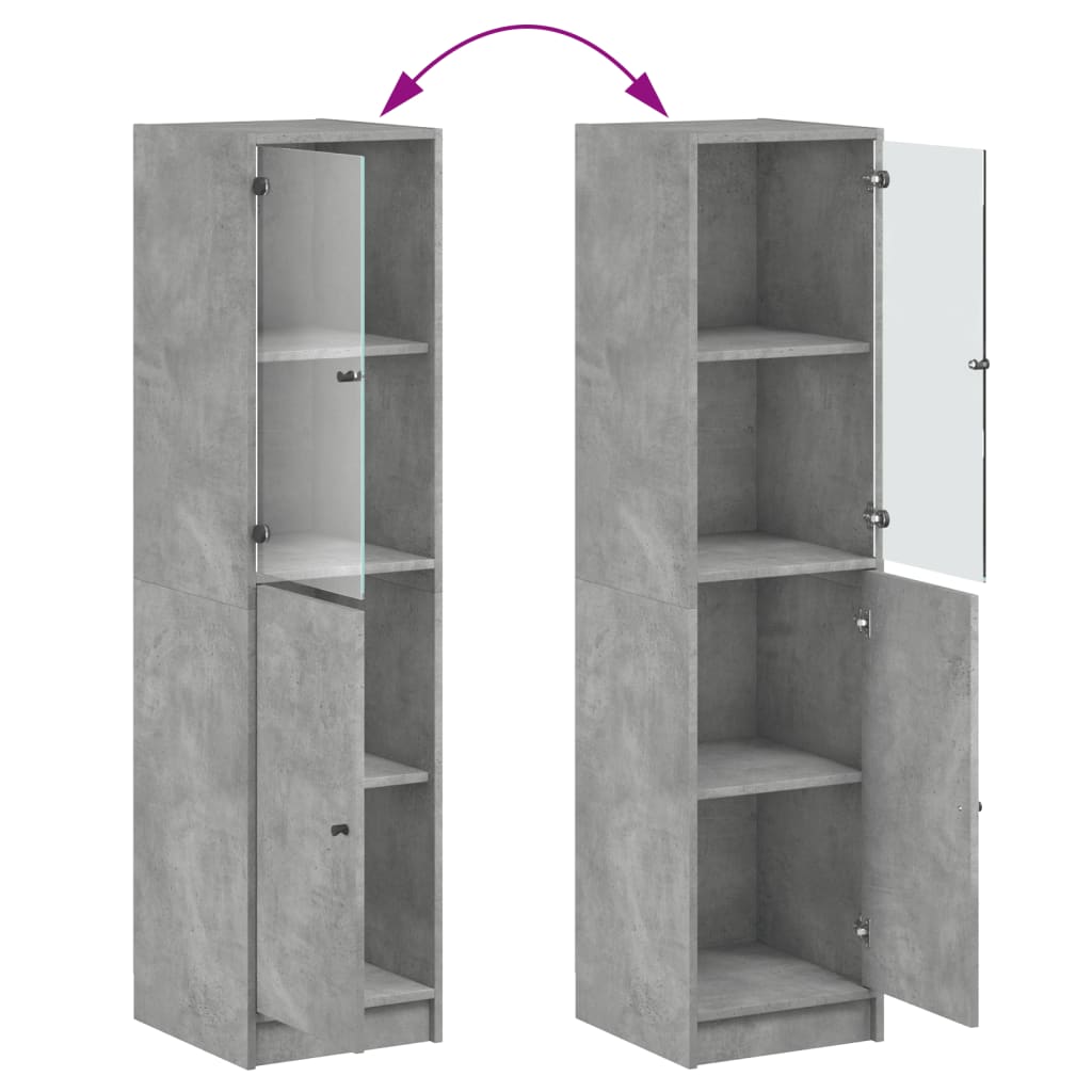 Buffet avec porte en verre gris béton 35x37x142 cm - XIOS