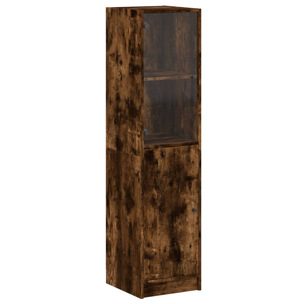 Buffet avec porte en verre chêne fumé 35x37x142 cm - XIOS