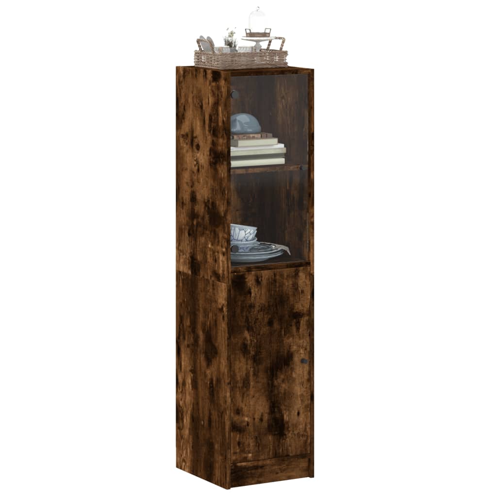 Buffet avec porte en verre chêne fumé 35x37x142 cm - XIOS