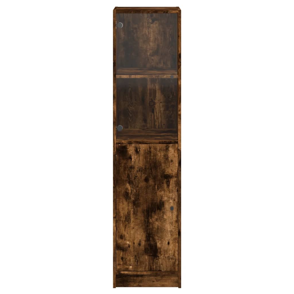 Buffet avec porte en verre chêne fumé 35x37x142 cm - XIOS