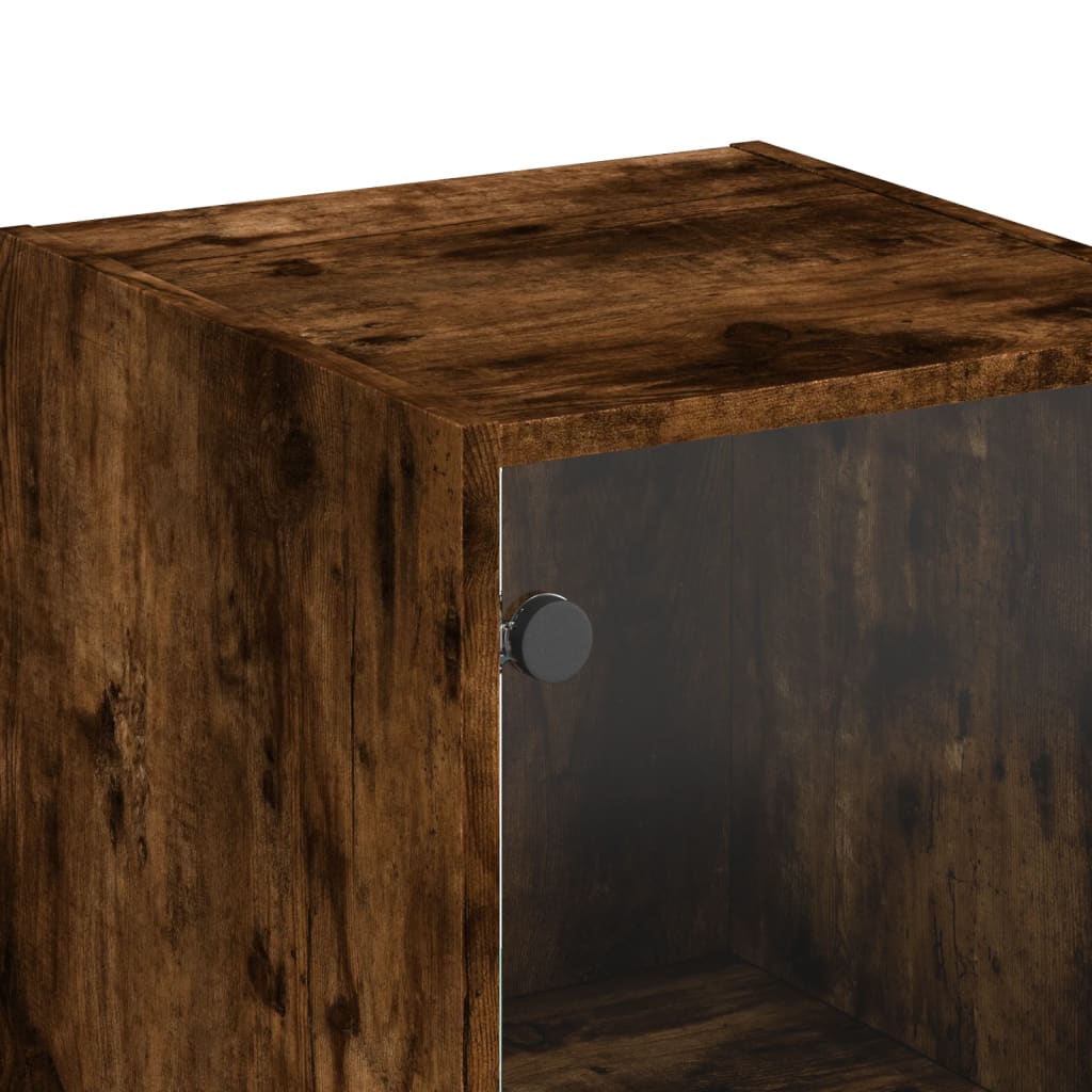 Buffet avec porte en verre chêne fumé 35x37x142 cm - XIOS