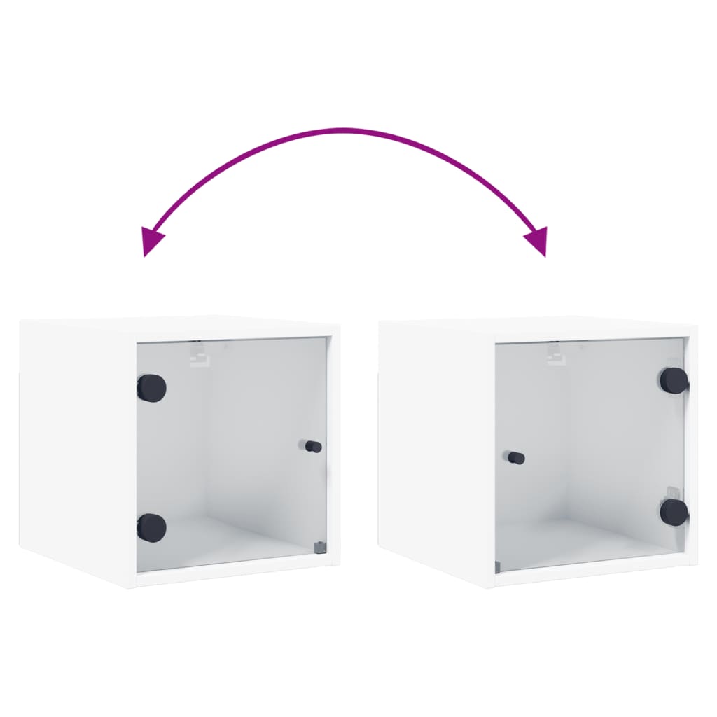 Table de chevet avec porte en verre blanc 35x37x35 cm - XIOS