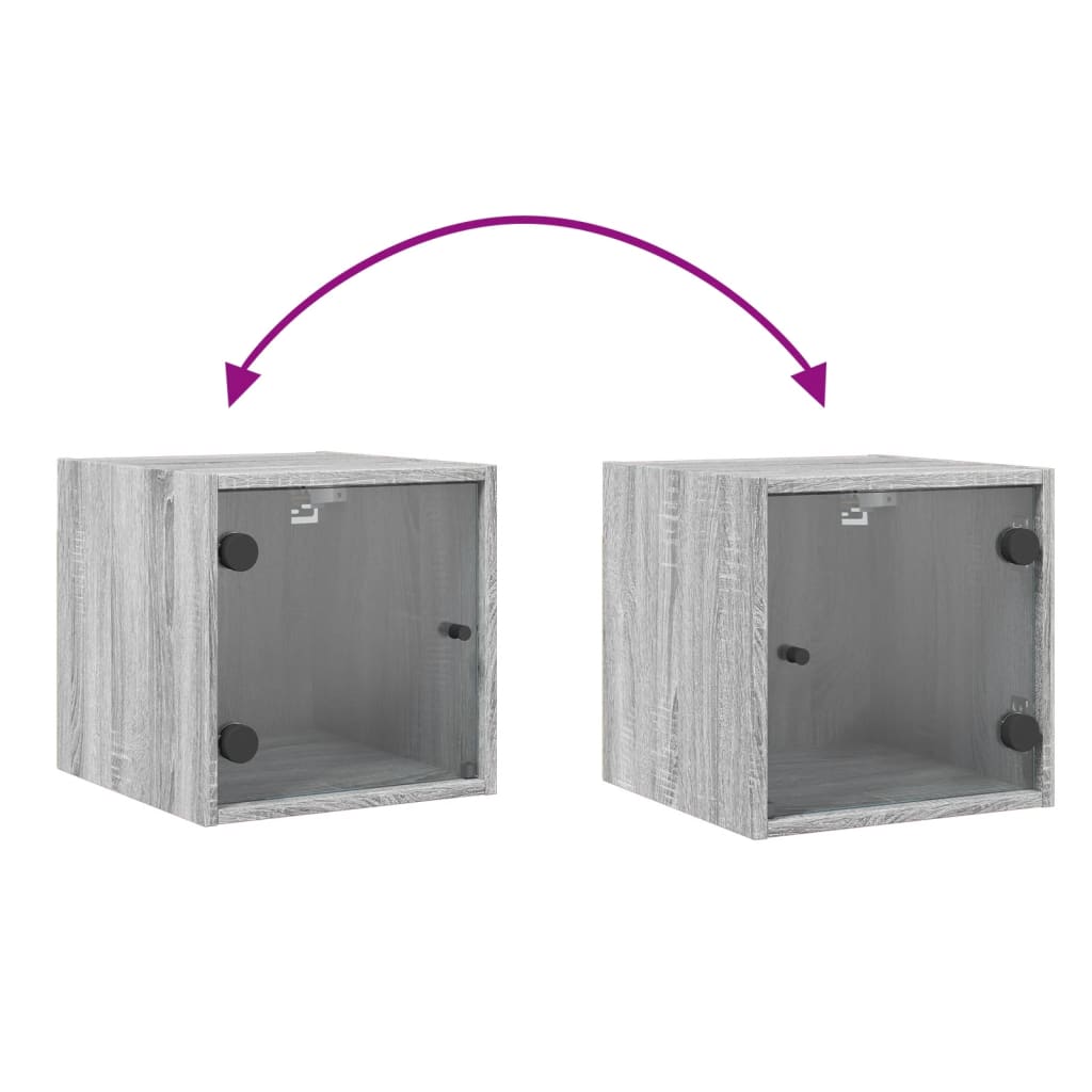 Table de chevet avec porte en verre sonoma gris 35x37x35 cm - XIOS