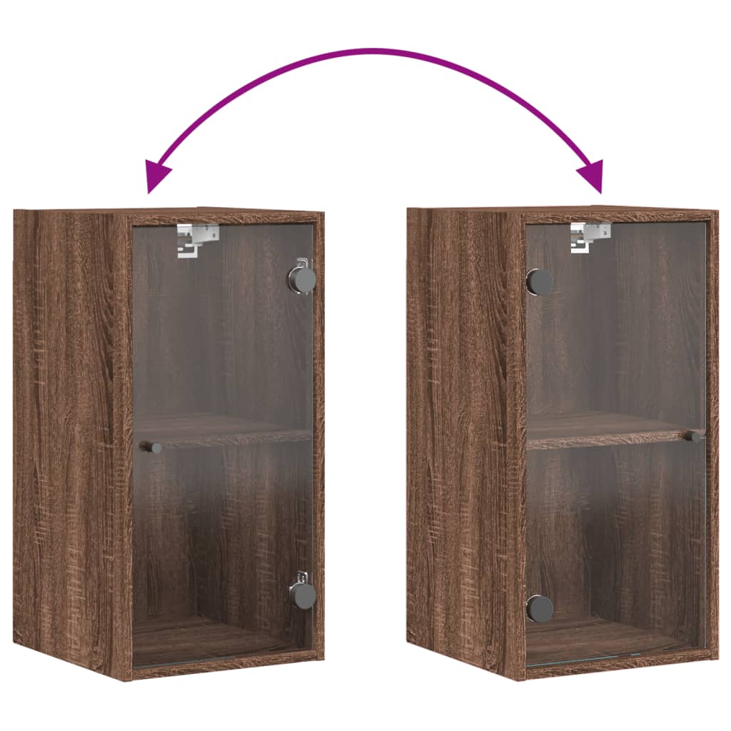 Armoire murale avec portes en verre chêne marron 35x37x68,5 cm