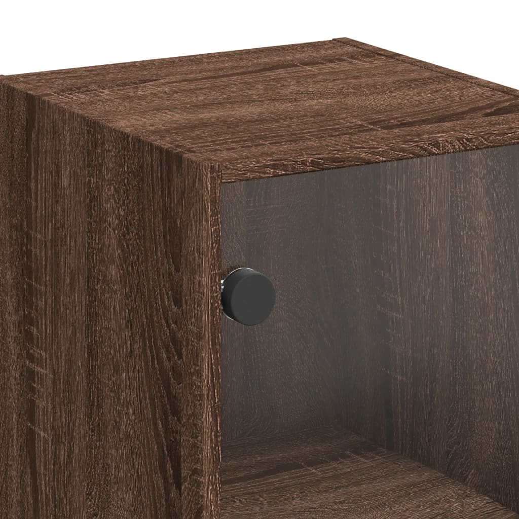Armoire murale avec portes en verre chêne marron 35x37x68,5 cm