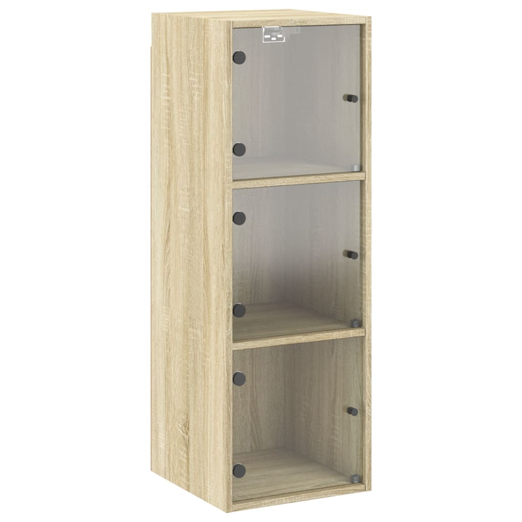 Armoire murale avec portes en verre chêne sonoma 35x37x100 cm - XIOS