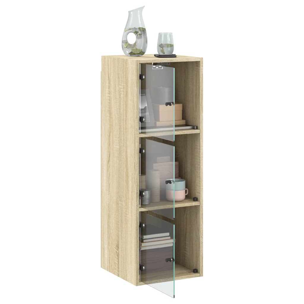 Armoire murale avec portes en verre chêne sonoma 35x37x100 cm - XIOS