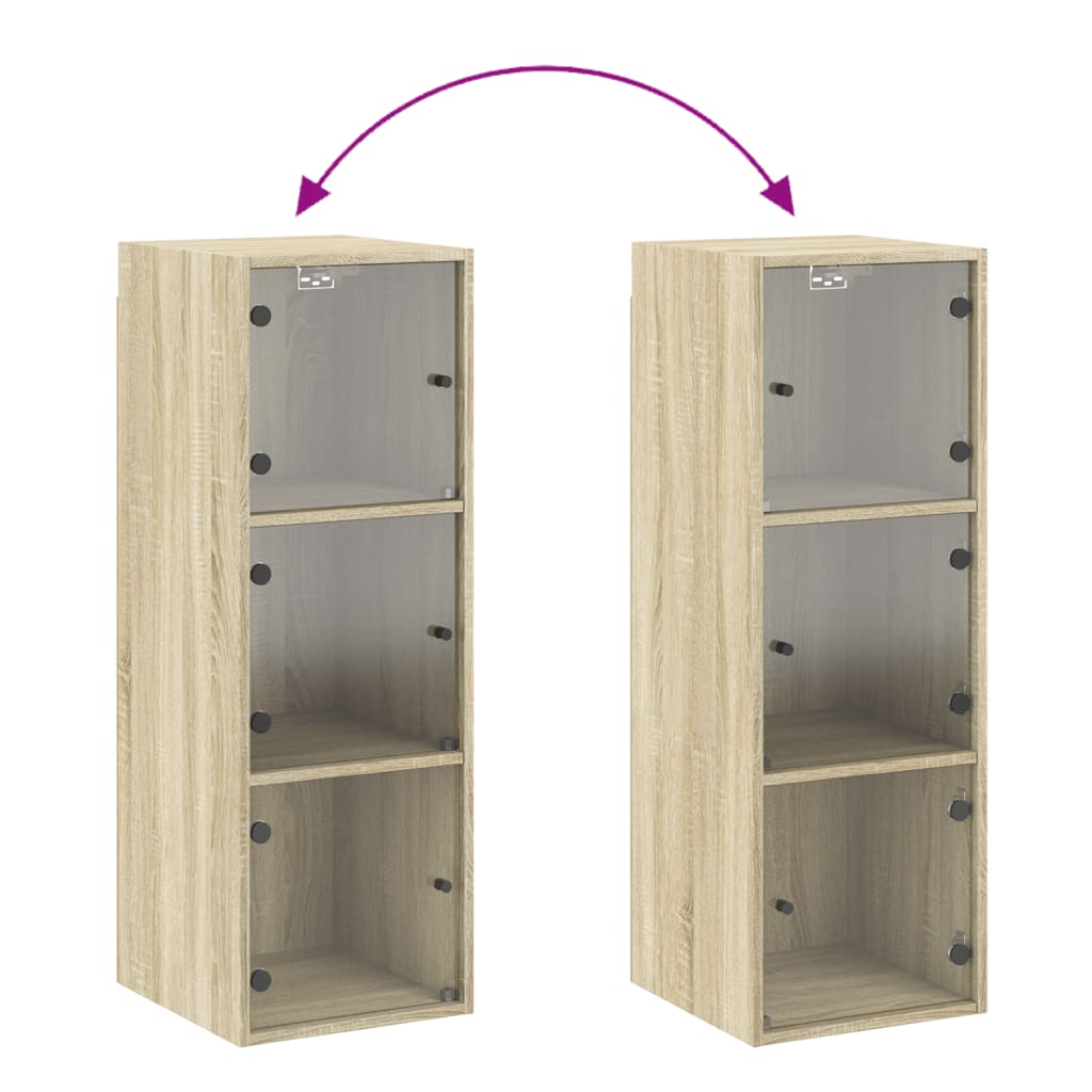 Armoire murale avec portes en verre chêne sonoma 35x37x100 cm - XIOS