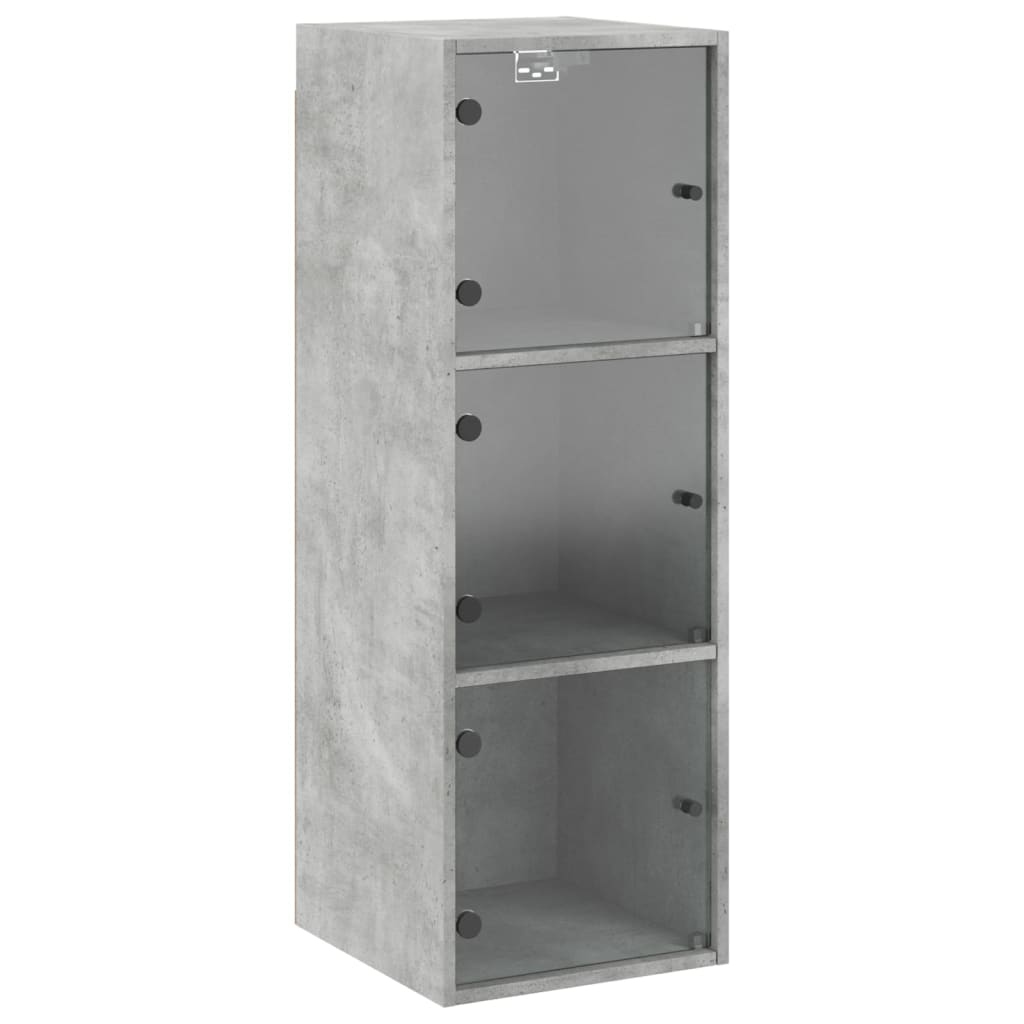 Armoire murale avec portes en verre gris béton 35x37x100 cm - XIOS