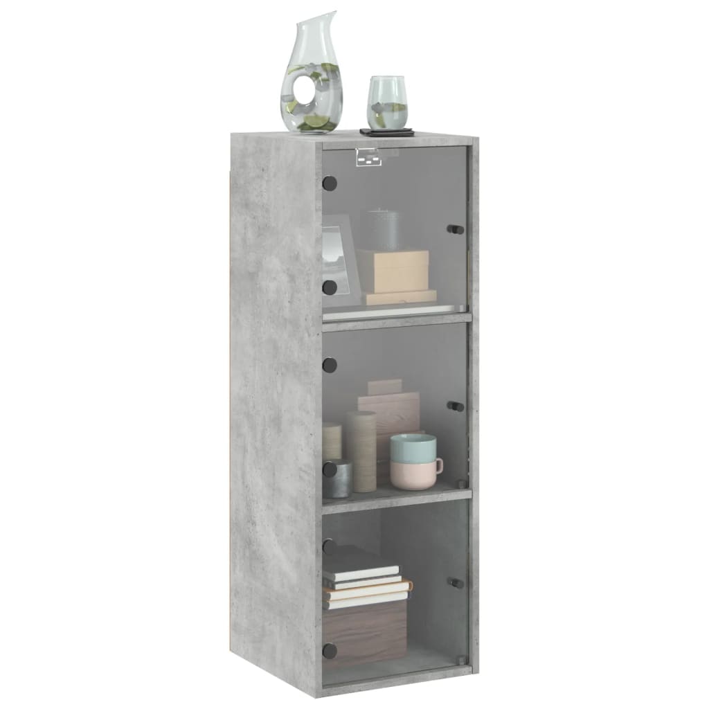 Armoire murale avec portes en verre gris béton 35x37x100 cm - XIOS