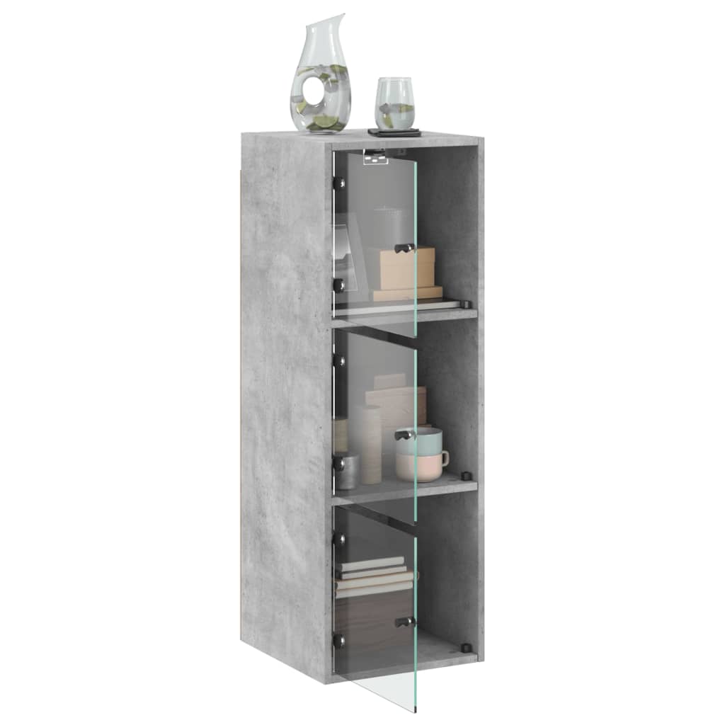 Armoire murale avec portes en verre gris béton 35x37x100 cm - XIOS