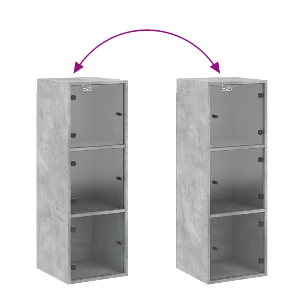 Armoire murale avec portes en verre gris béton 35x37x100 cm - XIOS