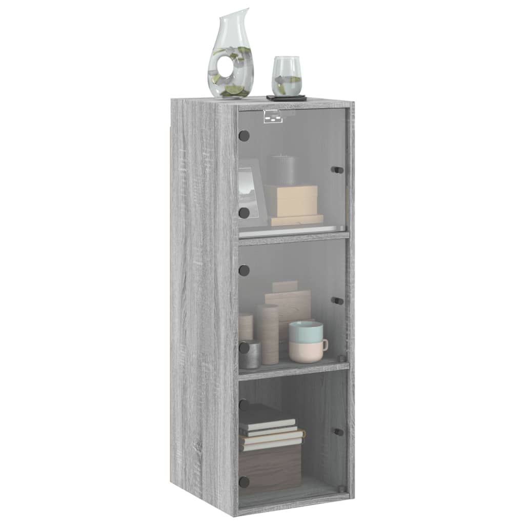 Armoire murale avec portes en verre sonoma gris 35x37x100 cm - XIOS