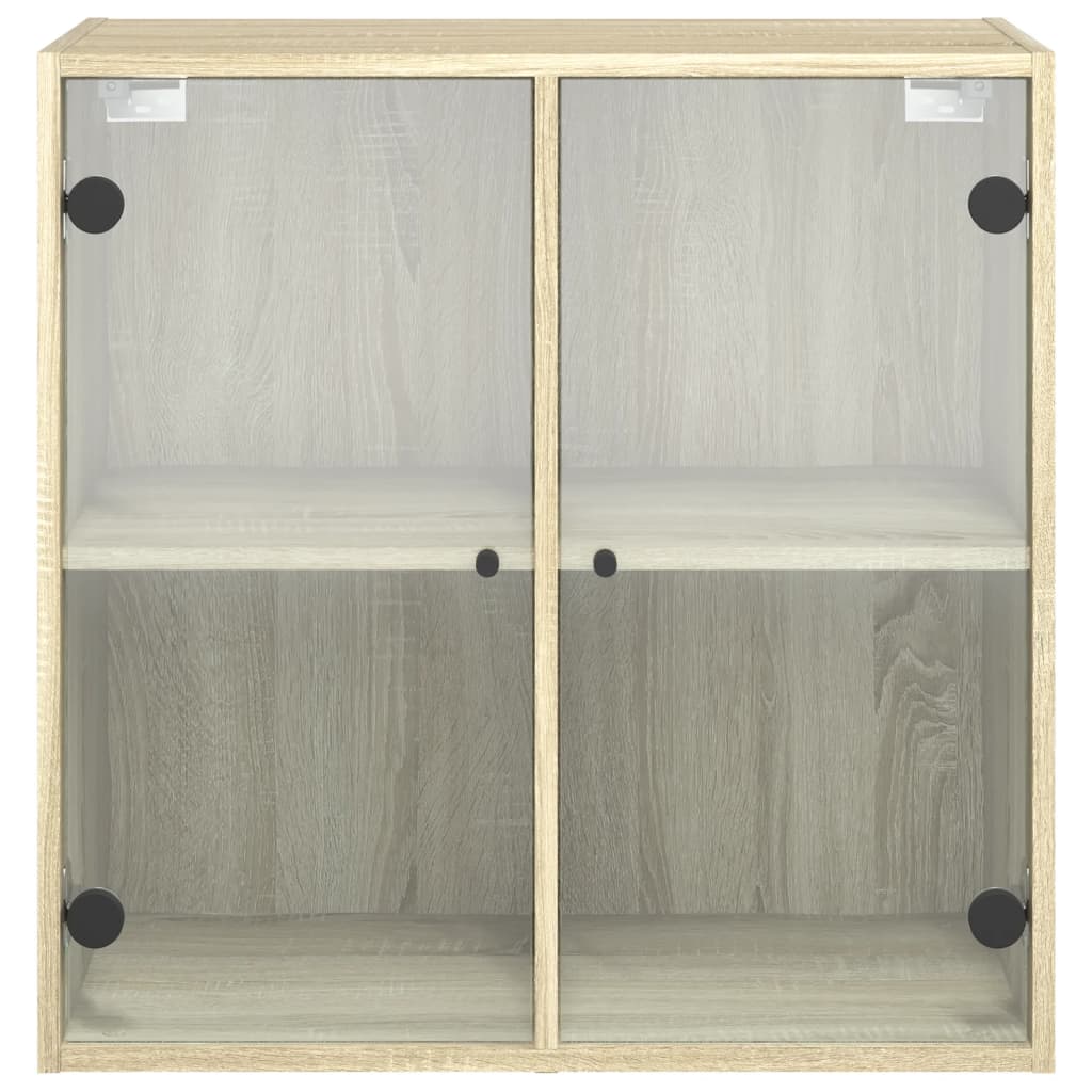 Armoire murale avec portes en verre chêne sonoma 68x37x68,5 cm