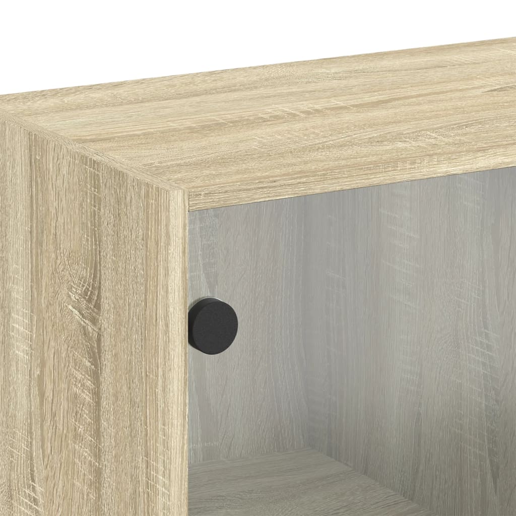 Armoire murale avec portes en verre chêne sonoma 68x37x68,5 cm