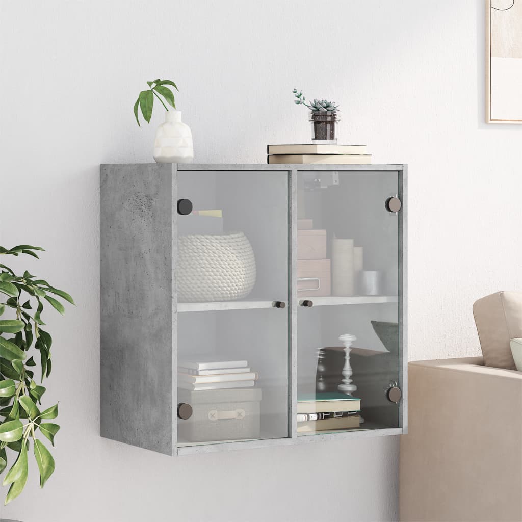 Armoire murale avec portes en verre gris béton 68x37x68,5 cm