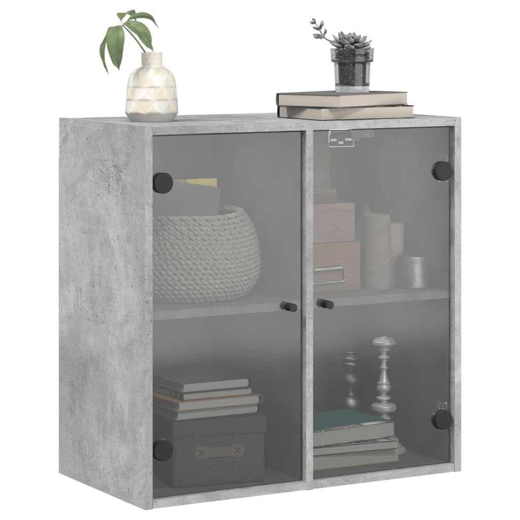 Armoire murale avec portes en verre gris béton 68x37x68,5 cm
