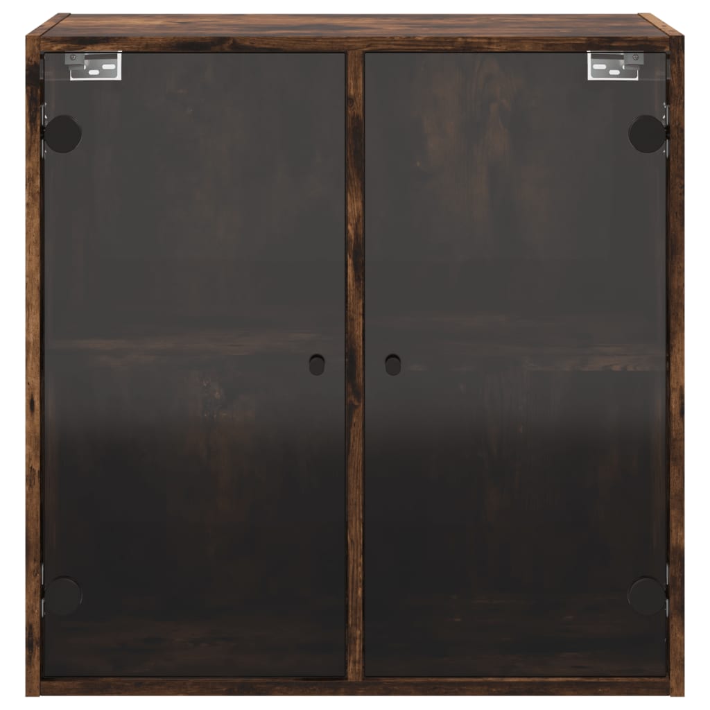Armoire murale avec portes en verre chêne fumé 68x37x68,5 cm