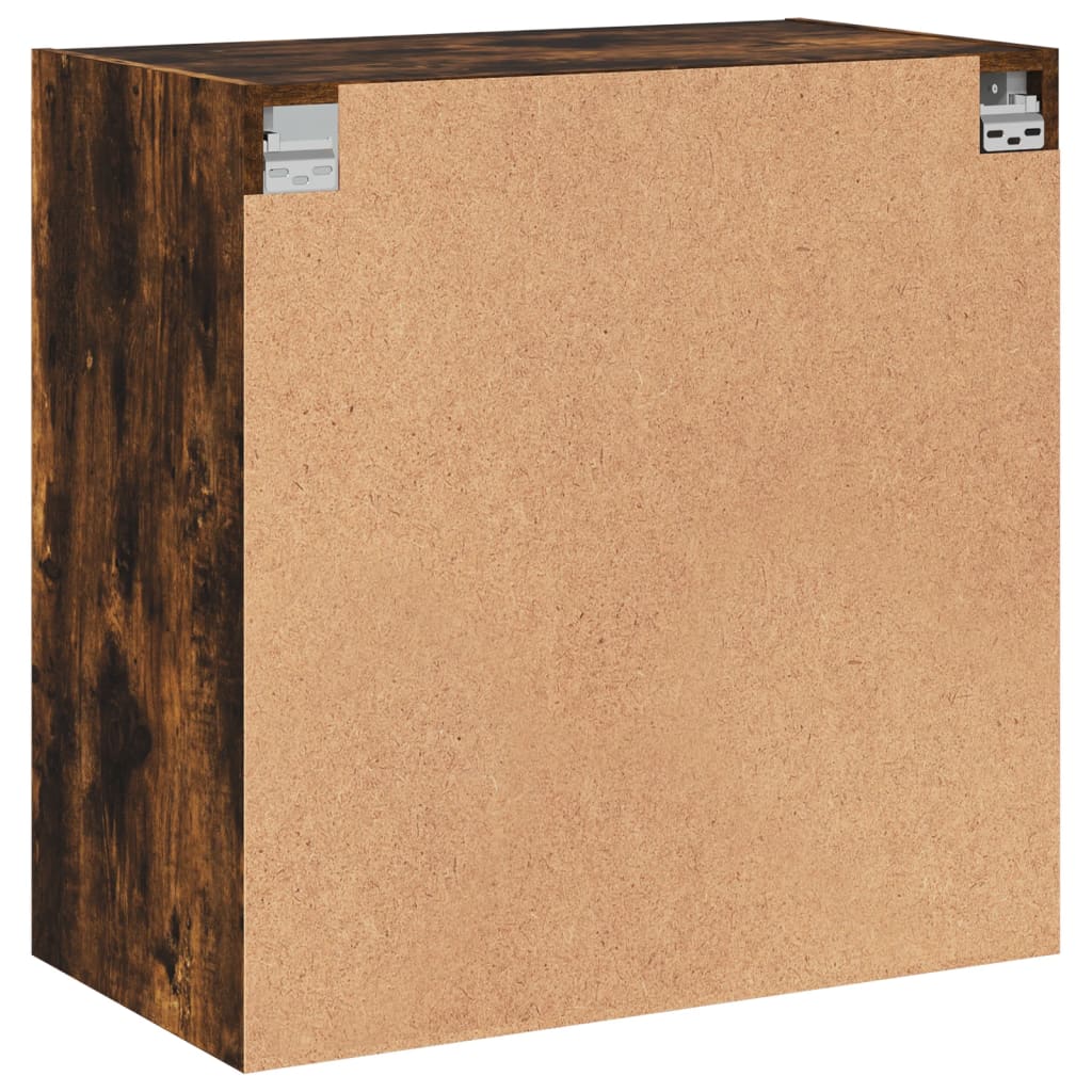 Armoire murale avec portes en verre chêne fumé 68x37x68,5 cm