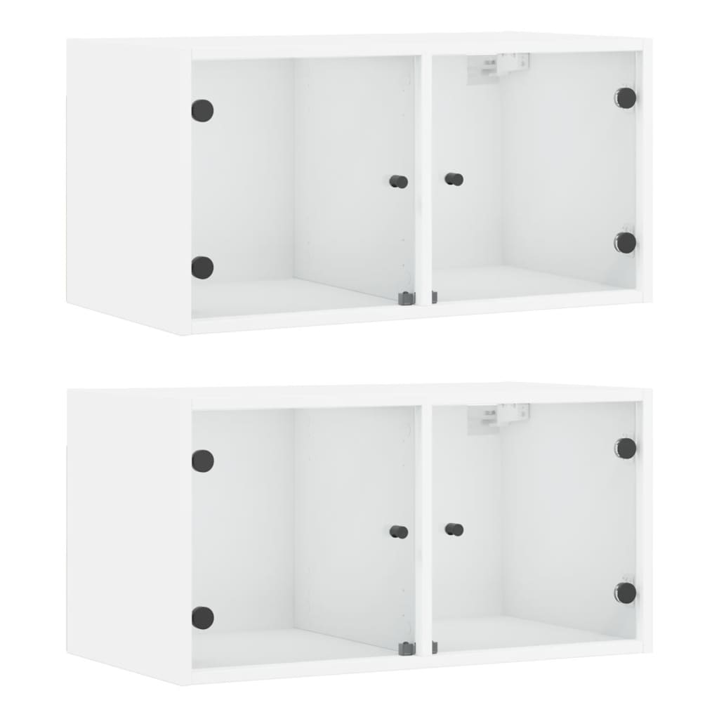 Armoires murales avec portes en verre 2 pcs blanc 68,5x37x35 cm - XIOS