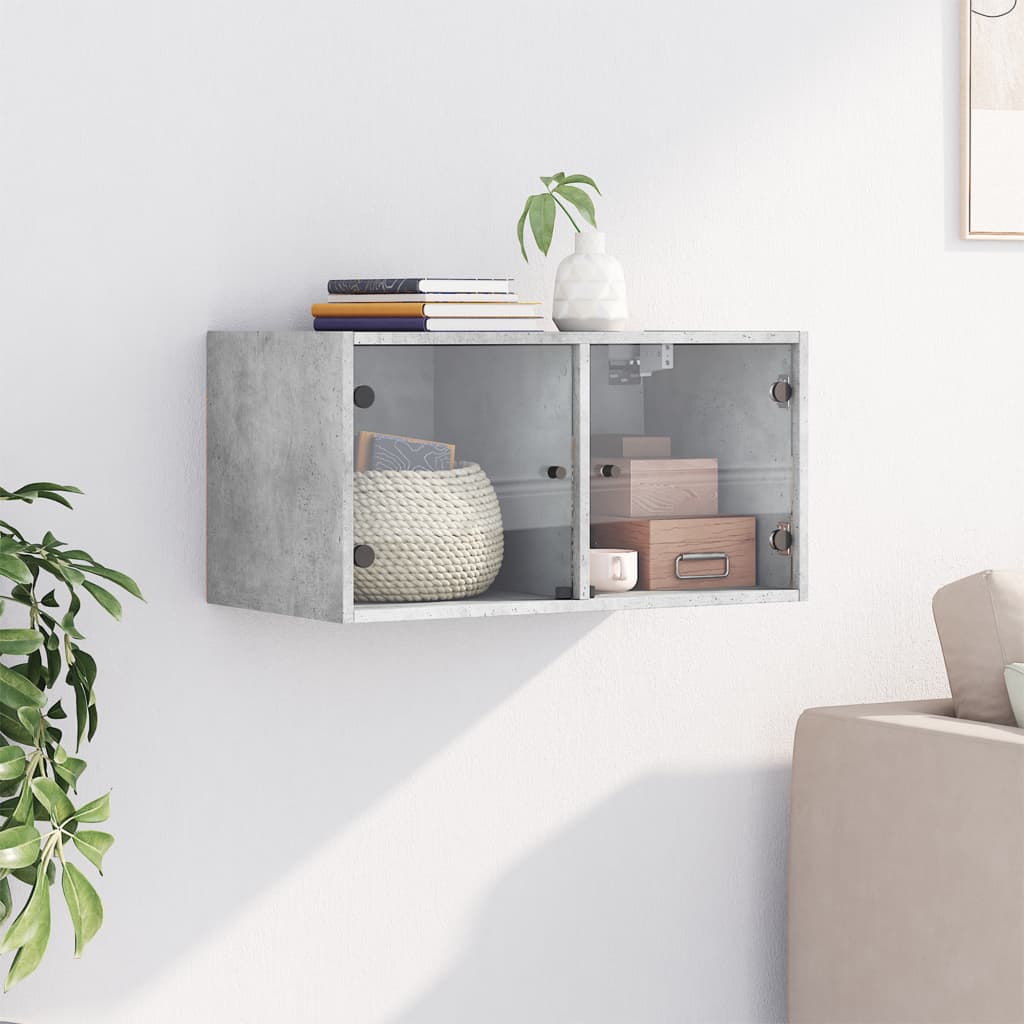Armoire murale avec portes en verre gris béton 68,5x37x35 cm - XIOS