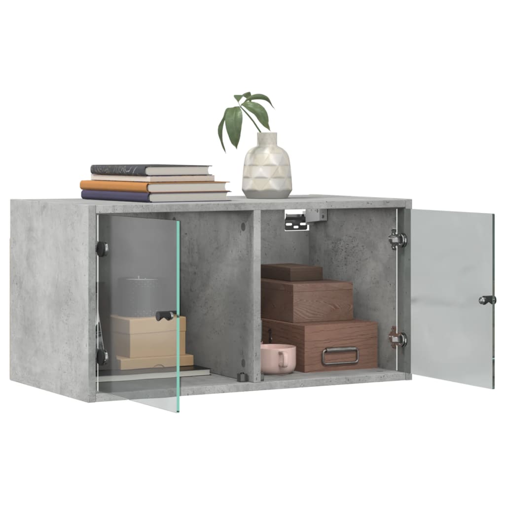 Armoire murale avec portes en verre gris béton 68,5x37x35 cm - XIOS