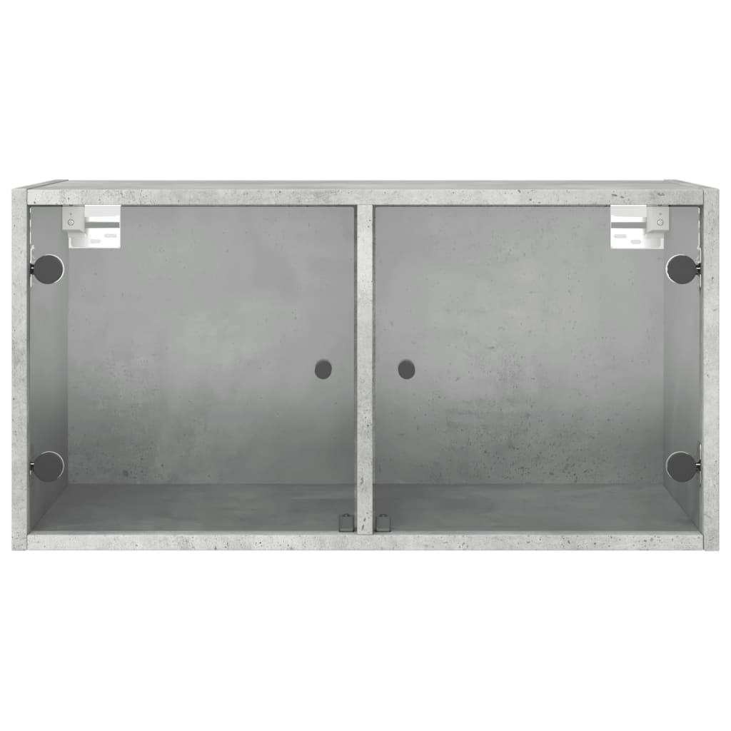 Armoires murales et portes vitrées 2pcs gris béton 68,5x37x35cm