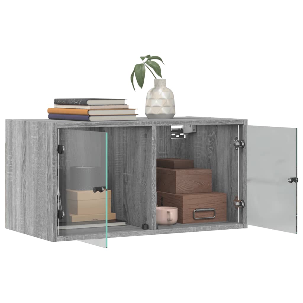 Armoires murales portes vitrées 2 pcs sonoma gris 68,5x37x35 cm