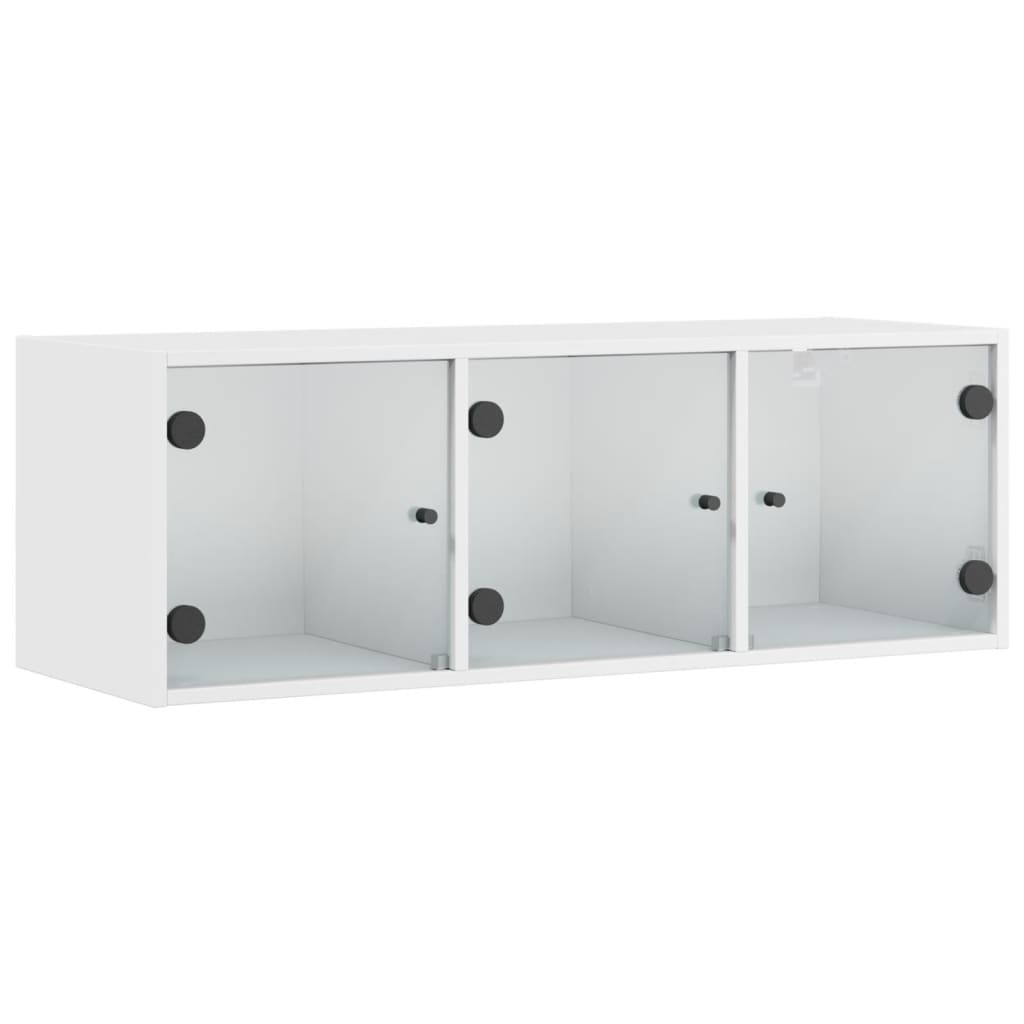 Armoire murale avec portes en verre blanc 102x37x35 cm