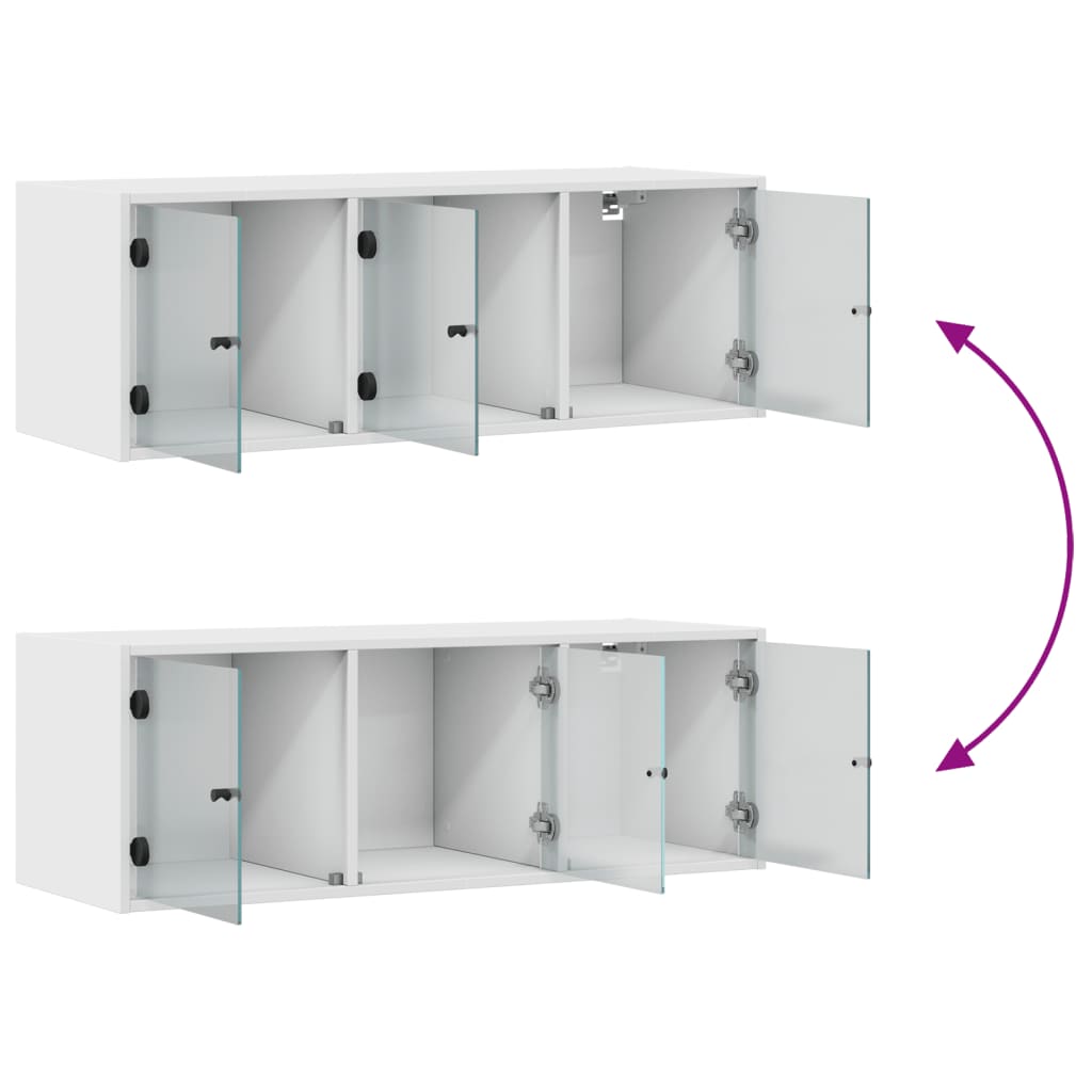 Armoire murale avec portes en verre blanc 102x37x35 cm