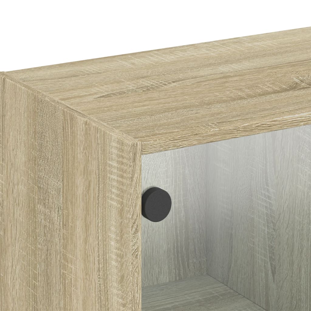 Armoire murale avec portes en verre chêne sonoma 102x37x35 cm